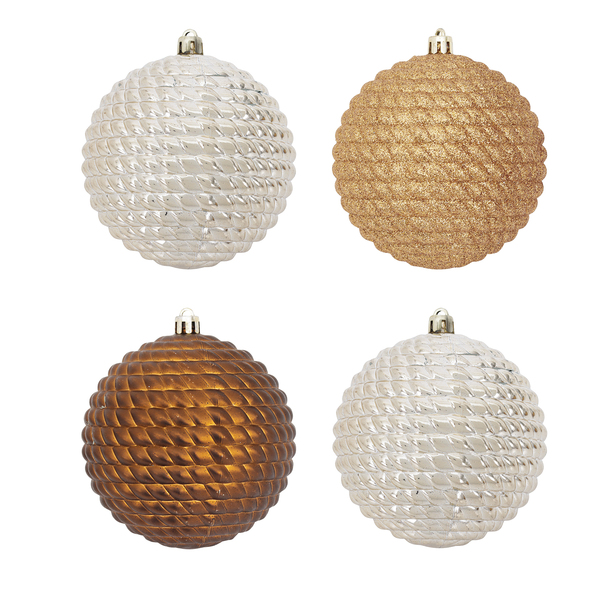 Kit Bola de Natal para Árvore Plástico Dourado e Marrom 10x10x10cm Cromus