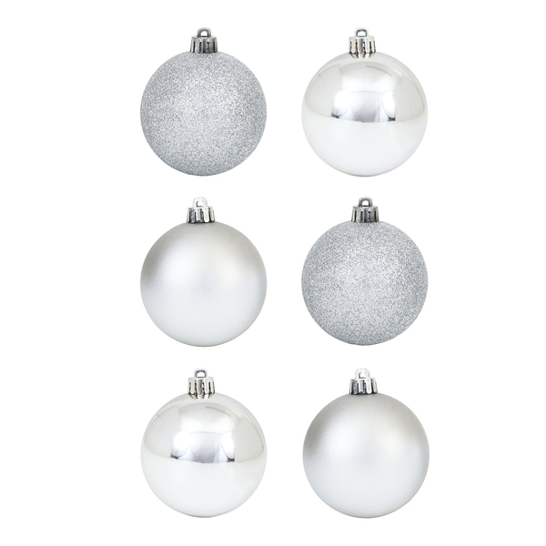 Kit Bola de Natal Prata Tubo 6cm 6 Peças Cromus