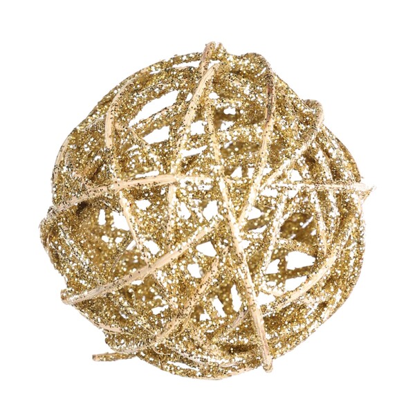 Kit Bola de Natal Rattan Ouro 7,5x7,5cm 6 Peças Cromus