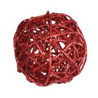 Kit Bola de Natal Rattan Vermelho 10x10cm 6 Peças Cromus