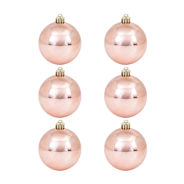 Kit Bola de Natal Rosé Perolada 7cm 6 Peças Cromus