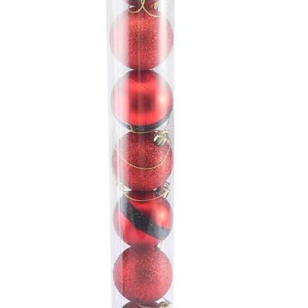 Kit Bola De Natal Roupa De Papai Noel Verm Pt 10 Pcs 5cm Deco