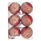 Kit Bola de Natal Vermelha e Ouro Glitter 8cm 6 Peças Cromus