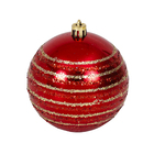 Kit Bola de Natal Vermelha e Ouro Listrada 8cm 6 Peças Cromus