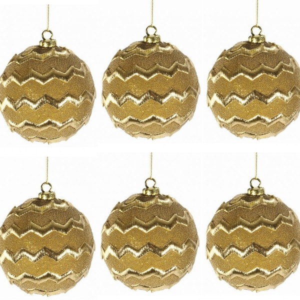 Kit Bola Natal Decor Textura Efeito Bordado Dourado 8cm 6 Pecas Magizi Leroy Merlin