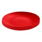 Kit Boleira + 4 Pratos + 4 Garfos-vermelho