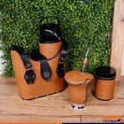 Kit Bolsa Chimarrão Mateira Com Cuia Pote De Ervas E Garrafa