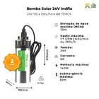 Kit Bomba Solar Submersa Até 70mca 390l/hora 24v Indflo