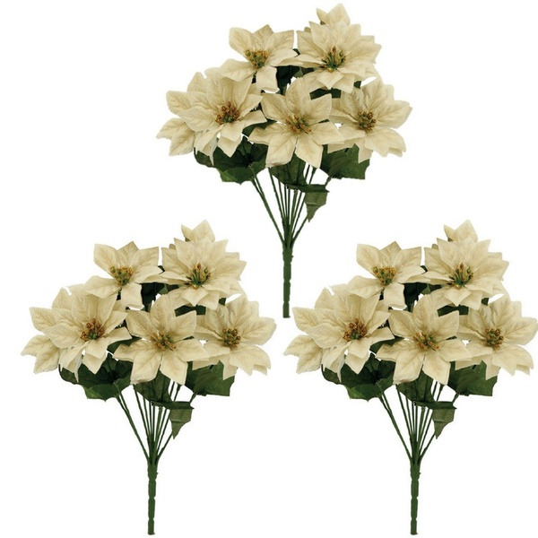 Kit Bouquet Flor Bico De Papagaio Lamê Dourado 32cm 3 Un