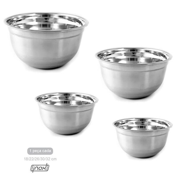 Kit Bowl Aço Inox 4 Peças Gourmet Mix