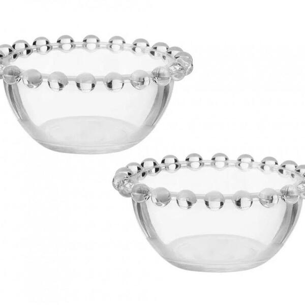 Kit Bowl Tigela Pote De Vidro Cristal Perola 2 Peças Pérola