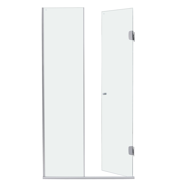 Kit Box Frontal de Abrir Vidro Incolor 8mm 185x85cm Prata Fosco Speed Temper