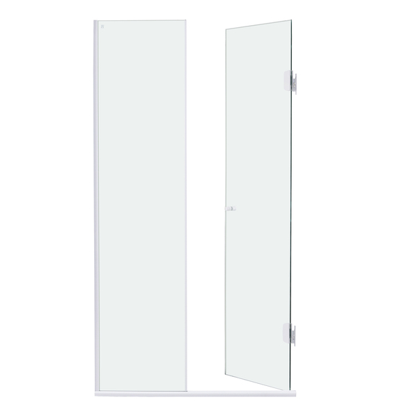 kit Box Frontal de Abrir Vidro Incolor 8mm 190x80cm Branco Brilhante Speed Temper