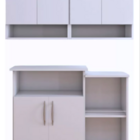 Kit Branco Armario Aereo 4 Portas Cozinha Balcao Fruteira - E