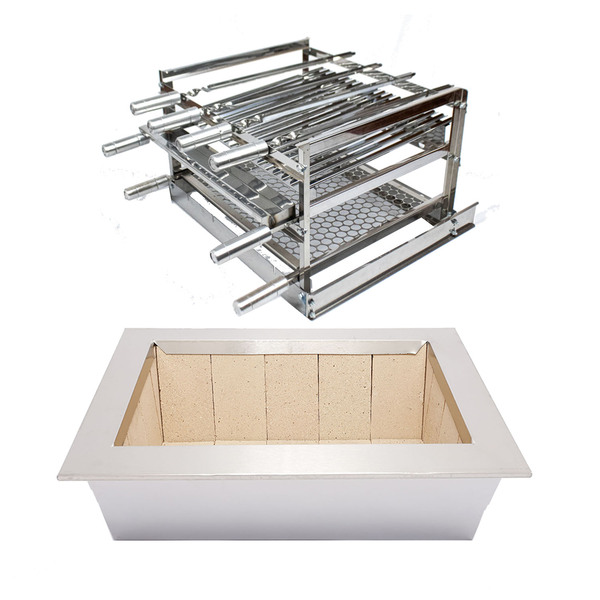 Kit Braseiro Blindado 50x40 + Grill Manual de 4 Espetos