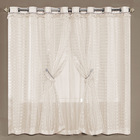 Kit Brilhante Cortina E Cobre Leito 5 Peças - Bege