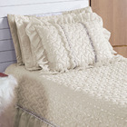 Kit Brilhante Cortina E Cobre Leito 5 Peças - Bege