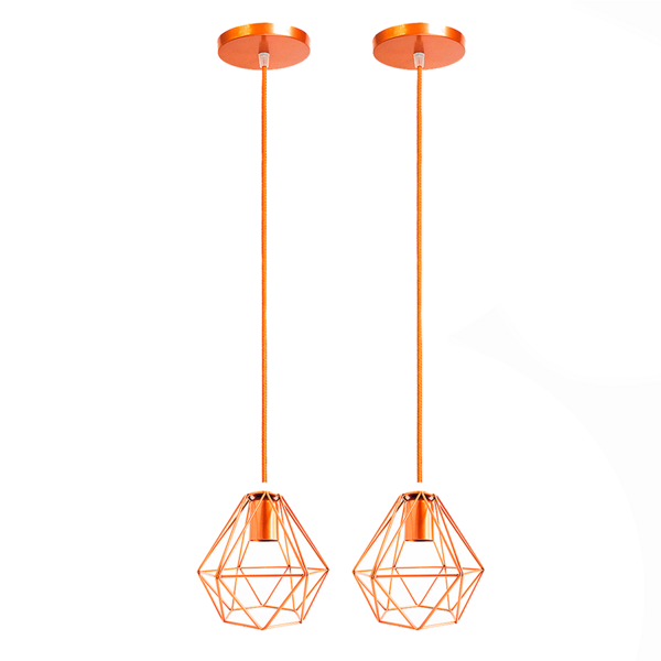 Kit C2 Lustre Luminária Pendente Diamante Cobre + Lâmp. St64