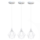 Kit C3 Lustre Luminária Pendente Diamante Branco + Lâmp. St64