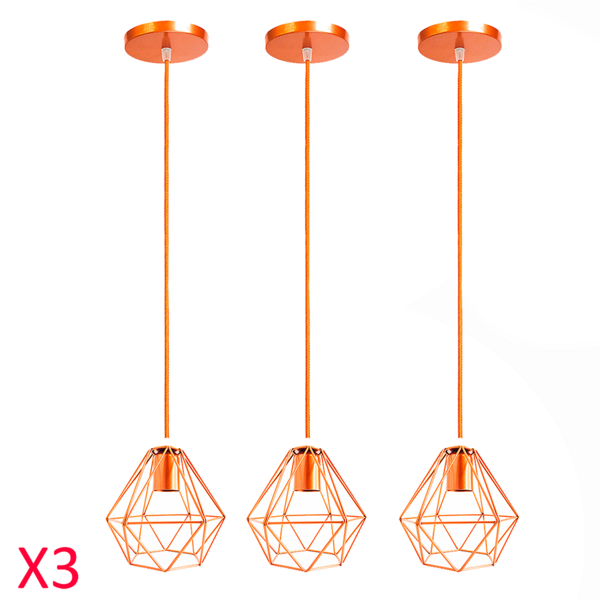 Kit C3 Lustre Luminária Pendente Diamante Cobre + Lâmp. St64