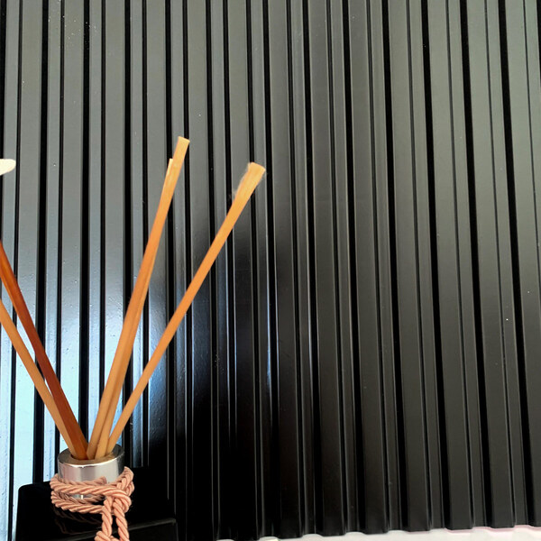 Kit C/10 Placas Decorativas Pvc Efeito Gesso Ripado Preto Lav