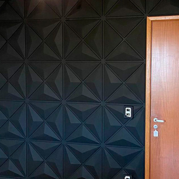 Kit C/15 Placas Estrelar Preta Efeito Gesso Geométrico Laváve