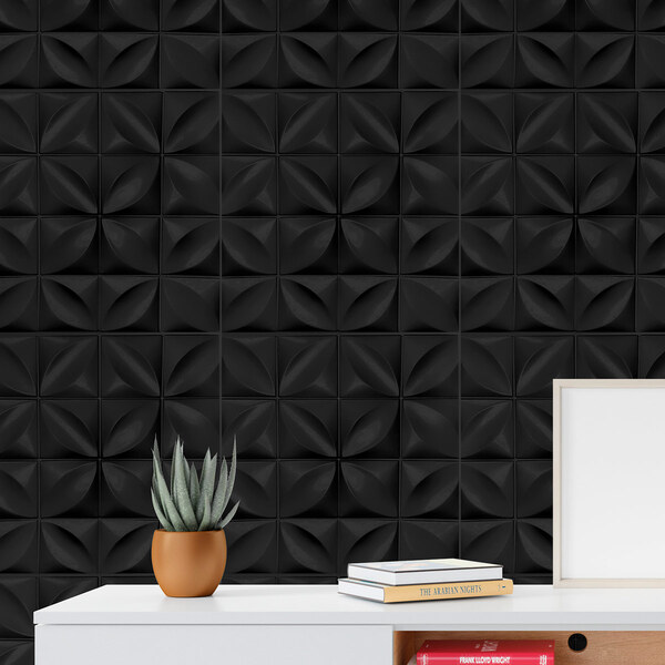 Kit C/30 Placas Mini Petalas De Pvc Preta Efeito Gesso Laváve