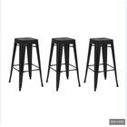 Kit C/3 Banqueta Tolix Iron Design Industrial 76 Cm Aço Cozin