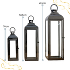 Kit C/3 Lanterna Marroquinas Metal Decorativa Cor Grafite