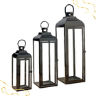 Kit C/3 Lanterna Marroquinas Metal Decorativa Cor Grafite