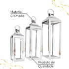 Kit C/3 Lanterna Marroquinas Metal Decorativa Cor Prata