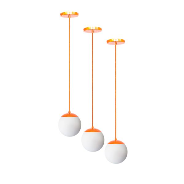 Kit C/3 Lustre Pendente Globo Jabuticaba Stuttgart Cobre