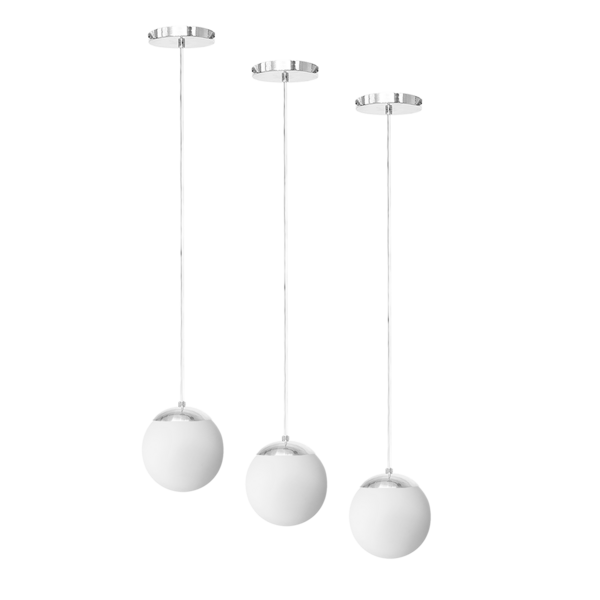 Kit C/3 Lustre Pendente Globo Jabuticaba Stuttgart Polido