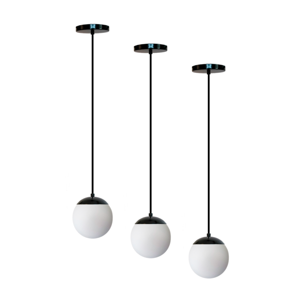 Kit C/3 Lustre Pendente Globo Jabuticaba Stuttgart Preto