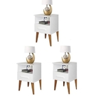 Kit C/3 Mesa De Cabeceira Pérola Branco – Romar Móveis