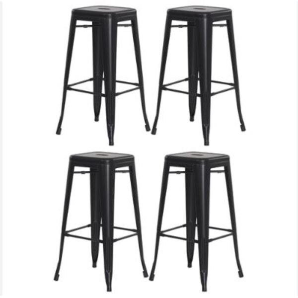 Kit C/4 Banqueta Tolix Iron Design Industrial 76 Cm Aço Cozin