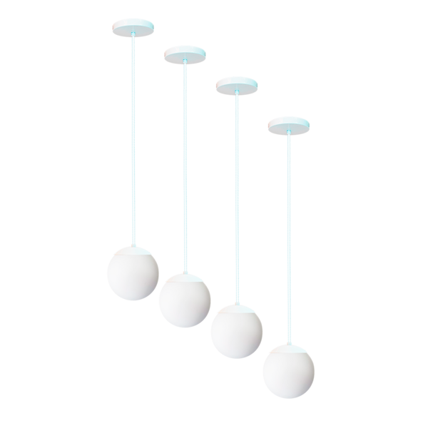 Kit C/4 Lustre Pendente Globo Jabuticaba Stuttgart Branco