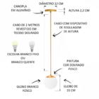 Kit C/4 Pendente Globo Stuttgart - Dourado Fosco Bf Fl