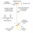 Kit C/4 Pendente Globo Stuttgart - Dourado Fosco Bq Fl
