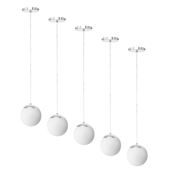 Kit C/5 Lustre Pendente Globo Jabuticaba Stuttgart Polido