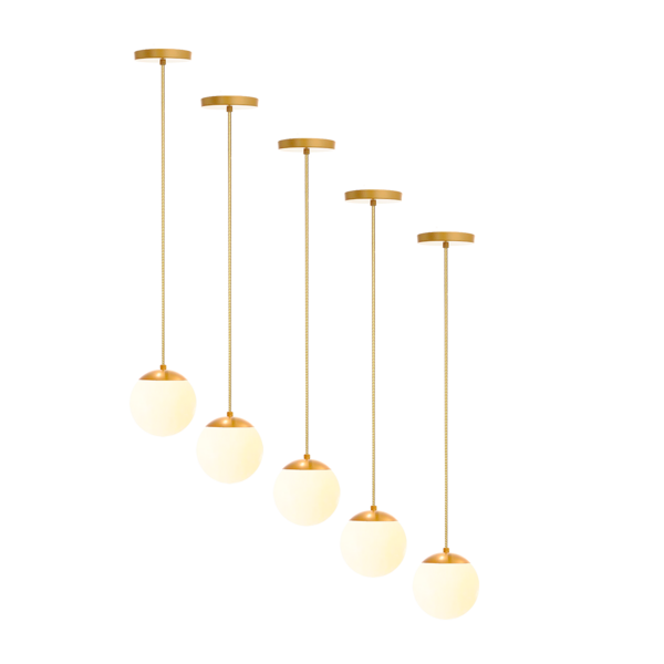 Kit C/5 Pendente Globo Stuttgart - Dourado Fosco Bq Fl