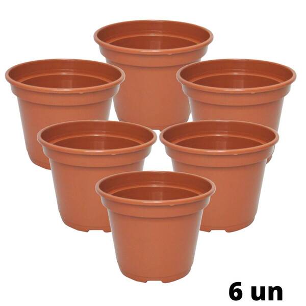 Kit C/6 Vaso Plantio P09 (250 Ml) Cor Telha Injeplastec
