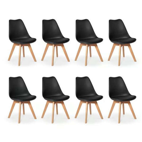 Kit C/8 Cadeiras Leda – Charles Eames, Saarinen Wood Com Almo