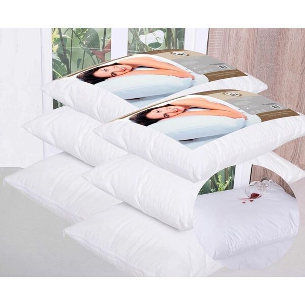 Kit C/ 06 Travesseiros 200 Fios Ortobom + Fronhas Impermeáveis