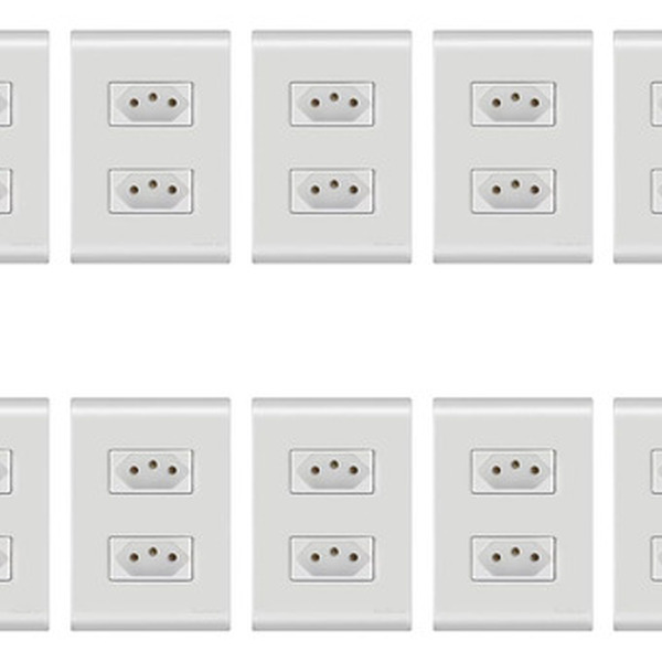 Kit C/ 10 Tomada Dupla 20a 2p+t Liz Branca Tramontina Branco