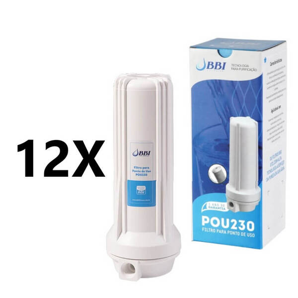 Kit C/ 12 Filtro Agua 9 3/4 Ponto De Uso Pou Carvão Bbi 230