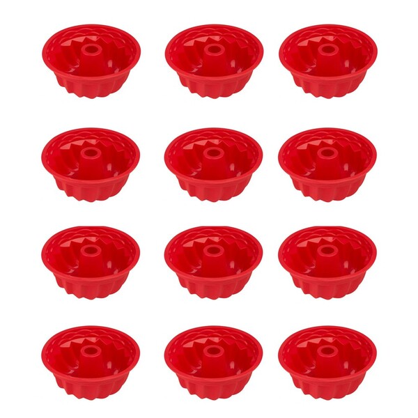 Kit C/ 12 Forminhas De Pudim De Silicone - Vermelho