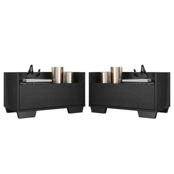 Kit C/ 2 Mesas De Cabeceira 80 Cm C/ Pés Quadrados Multimóvei