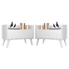 Kit C/ 2 Mesas De Cabeceira 80 Cm C/ Pés Retrô Branca