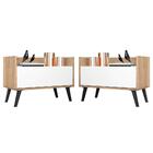 Kit C/ 2 Mesas De Cabeceira 80 Cm C/ Pés Retrô Multimóveis Ru